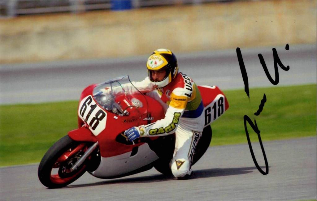 Autografo di Marco Lucchinelli Campione Moto GP Fotografia Ducati